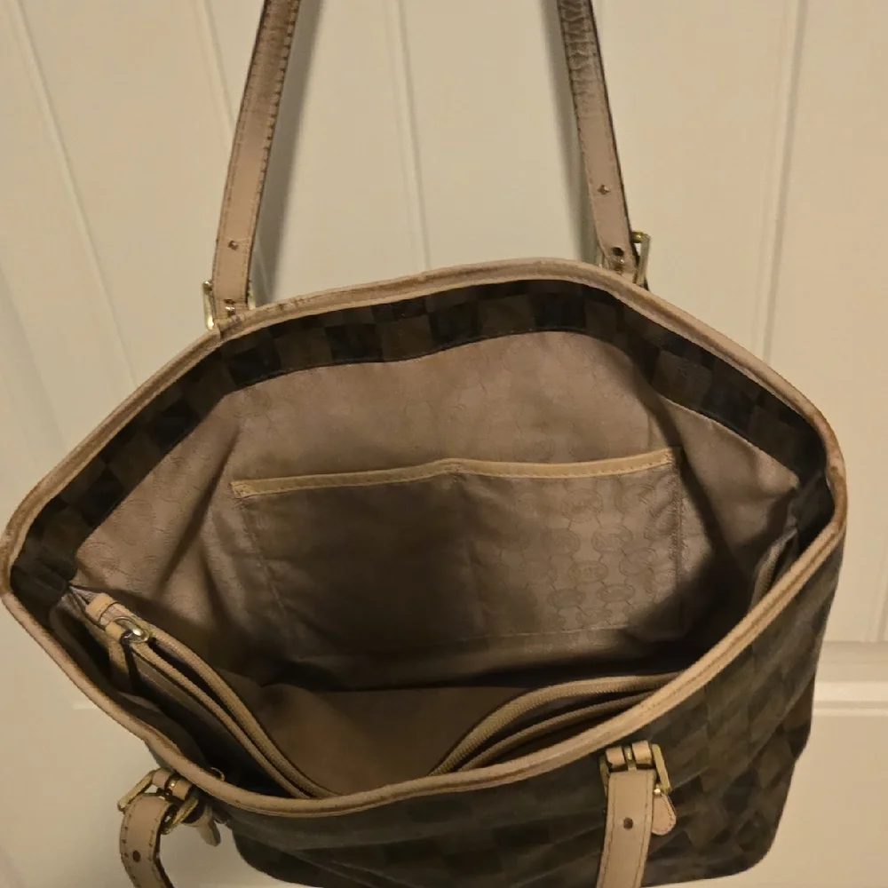 Michael Kors Checkered Tote - Black and Tan - Picture 6 of 16